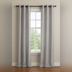 SALT Blue, White, & Gray Heathered Fabric Panels. 2 Panels with Grommets